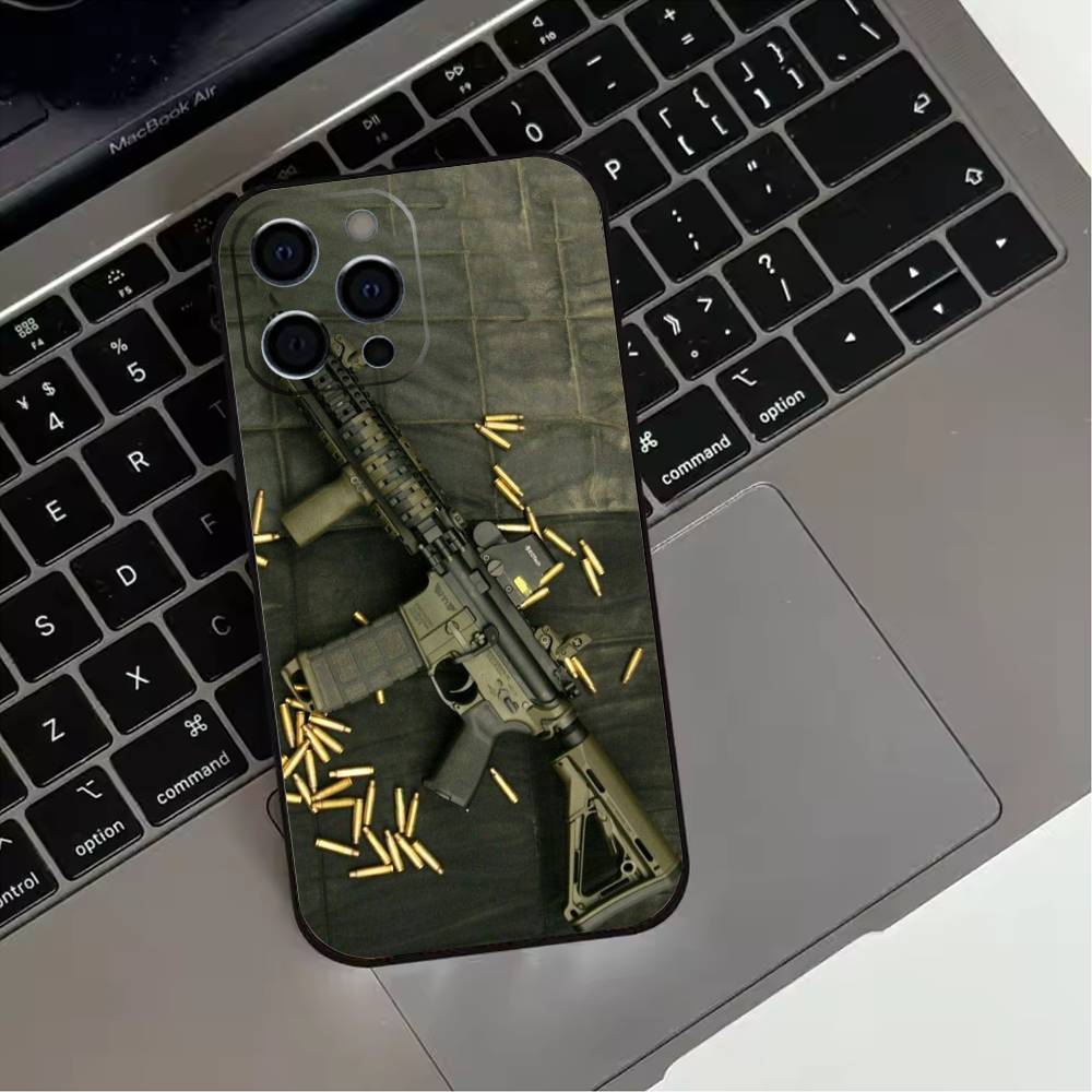 M-M-416 K-King Of Guns Phone Case For iPhone 17,16,15,14,13,12,11 Plus,Pro Max,XS,Soft Silicone Black Cover