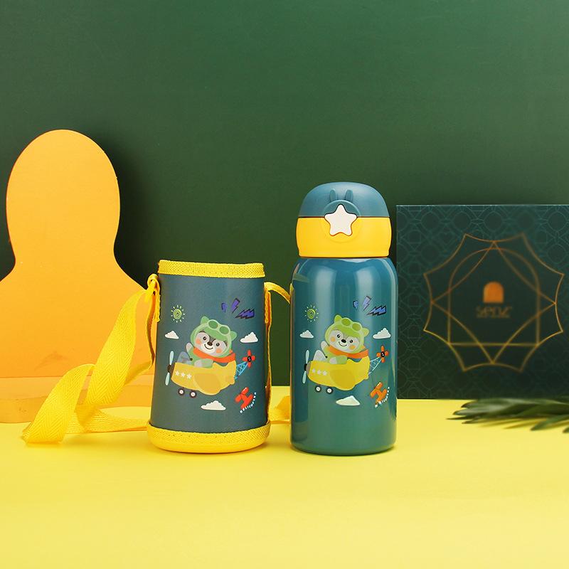 Bouncing Outdoor Vacuum Flask Dual-use Children's Cloth Cover Cute Cartoon Water Cup