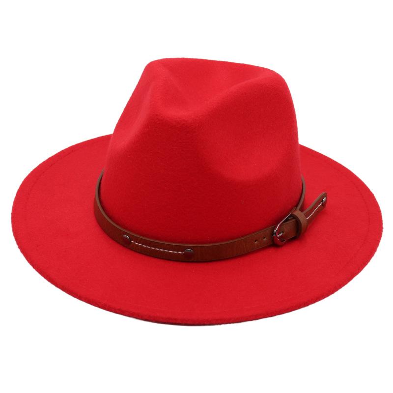 1PC Fashion Wool Fedora Hat Men Autumn Winter Wide Brim Jazz Cap Imitation Woolen Women Church Felt British Hat