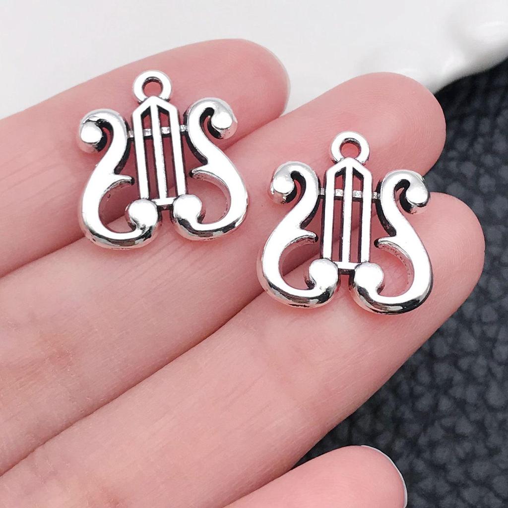 Mixed 30-Piece Musical Instrument Alloy Pendant Set with Guitar, Notes, and Mini Music Jewelry Accessories