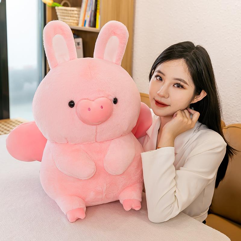Flying Rabbit Pig Doll Plush Toy Creative Pink Rabbit Ears Pig Doll Sleeping Pillow Ragdoll