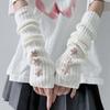 Solid Color Y2K Star Arm Cover Elastic Warmer Long Cuff Knitted Fingerless Sleeves  Winter