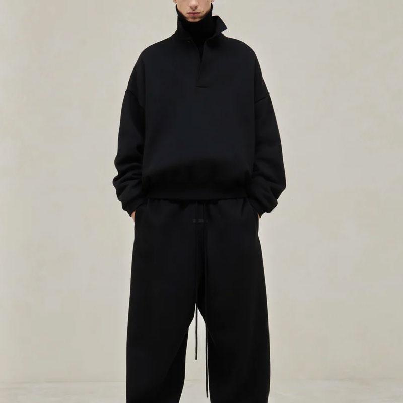 Fear of God Essentials Long-Sleeve Polo Jet Black Men Tops 192SP244394F