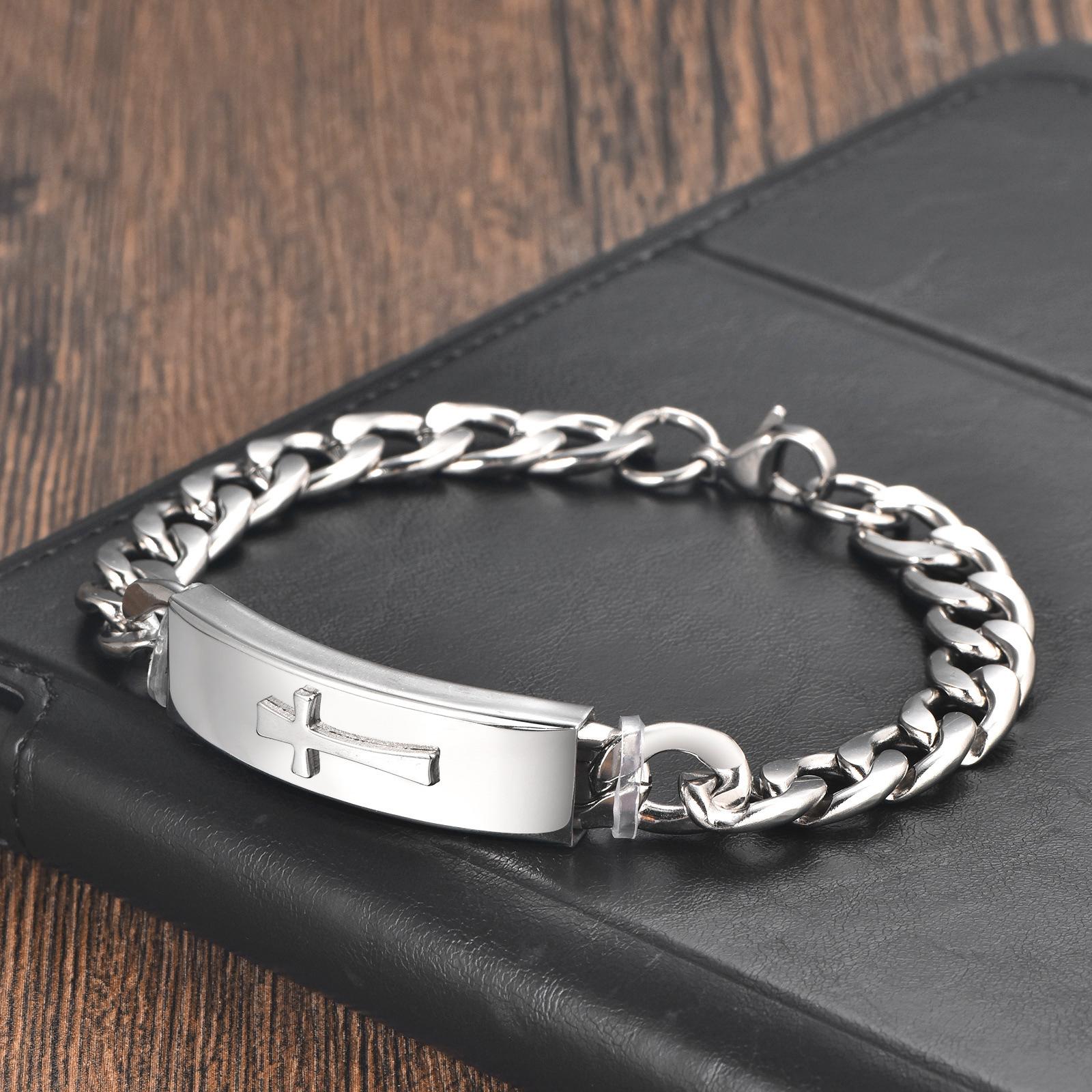 Black Leather Rope, Chain Cross Men s Double Layer, Bracelet Bracelet Handmade Multilayer Leather Bracelet 2026 21CM