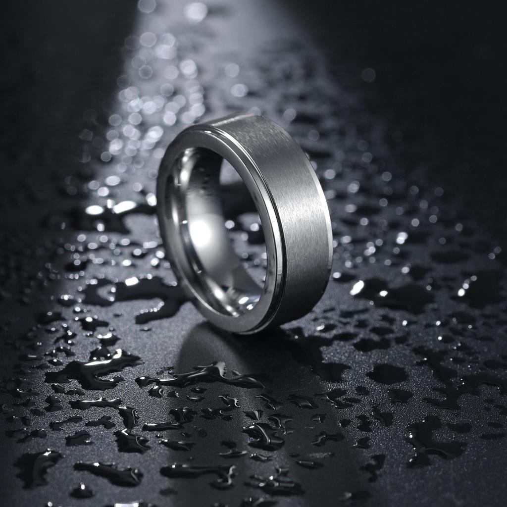 Men's Brushed Sand Surface Titanium Steel Ring European and American Fashion Simple Men's Accessories