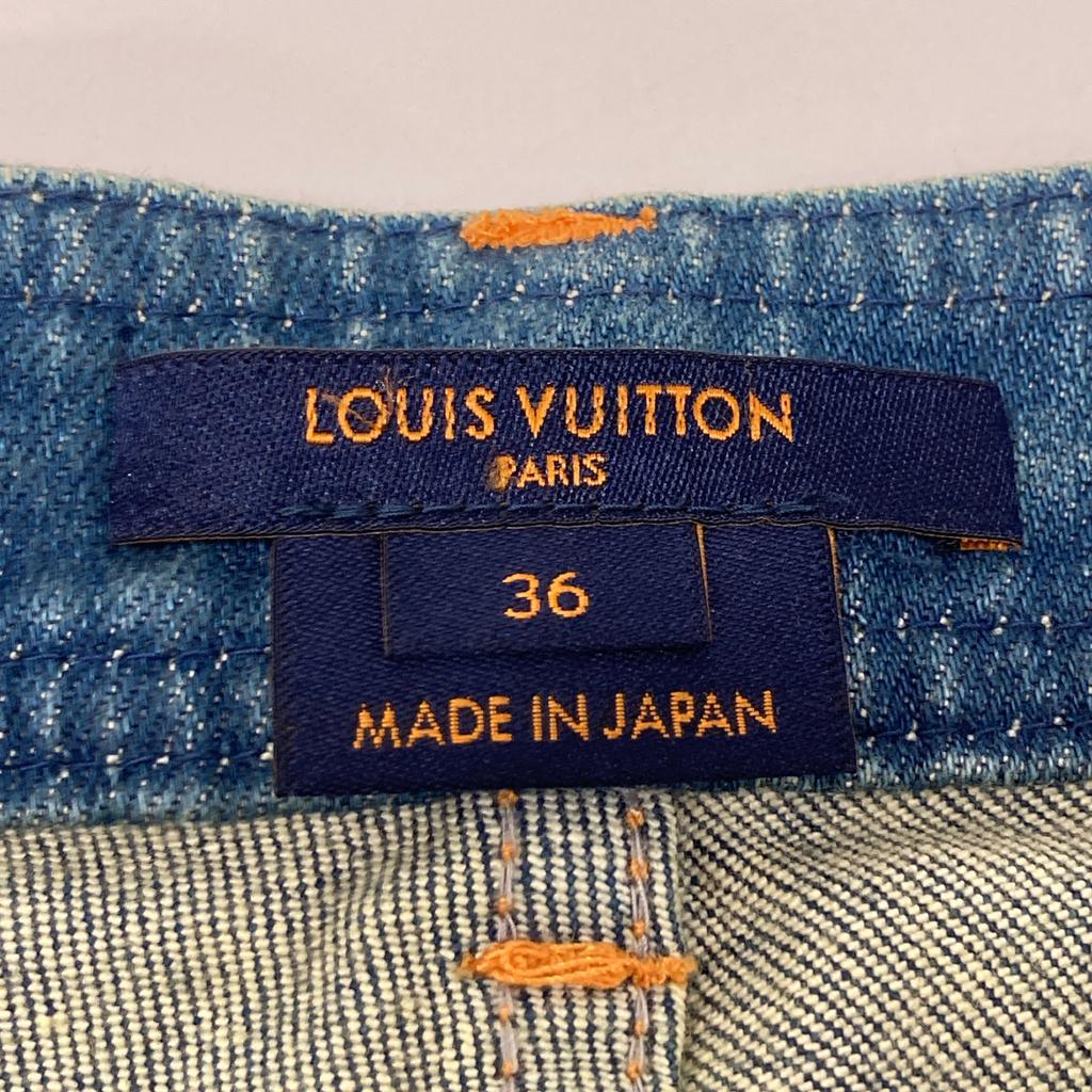 LOUIS VUITTON Domestic regular FGPA23DHM Monogram patch denim pants jeans Bottoms 36 blueUsed