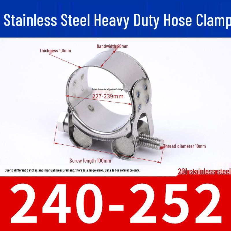 304 Stainless Steel European-Style Heavy-Duty Worm Drive Hose Clamp