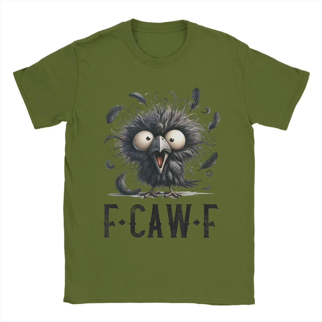 F-Caw-F Corvo Nero Uccello Nero Corvo Divertente F Caw F Maglietta da Uomo Maglietta Umoristica Manica Corta Girocollo Abbigliamento