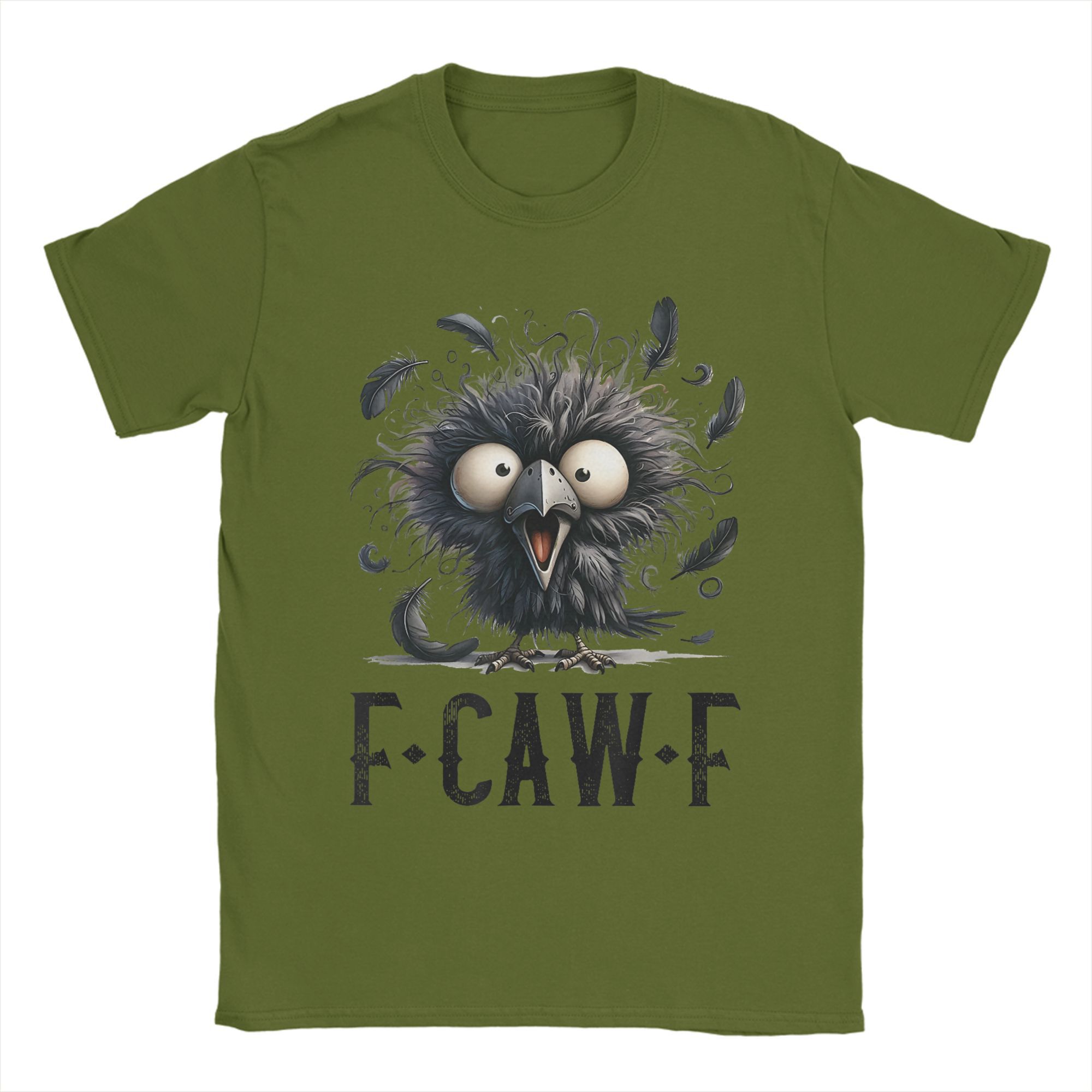 

F-Caw-F Black Crow Black Bird Funny Crow F Caw F Men s T Shirt Humorous Tee Shirt Short Sleeve O Neck T-Shirts Clothing 4XL