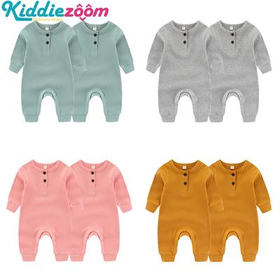 2 Pieces Solid Color Spring Unisex Baby Rompers Soft Cotton Newborn Infant Boy&Girl Jumpsuit Clothing