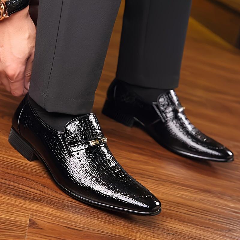 Fashion Mens PU Leather Shoes Luxury Crocodile Pattern Men Business Dress Shoes Casual Social Shoe Male Wedding Footwear Zapatos Hombre