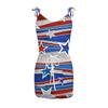 Women's Summer Sexy V-neck  Sleeveless Independence Day Printed Strapless Dress Beach Sun  Dress