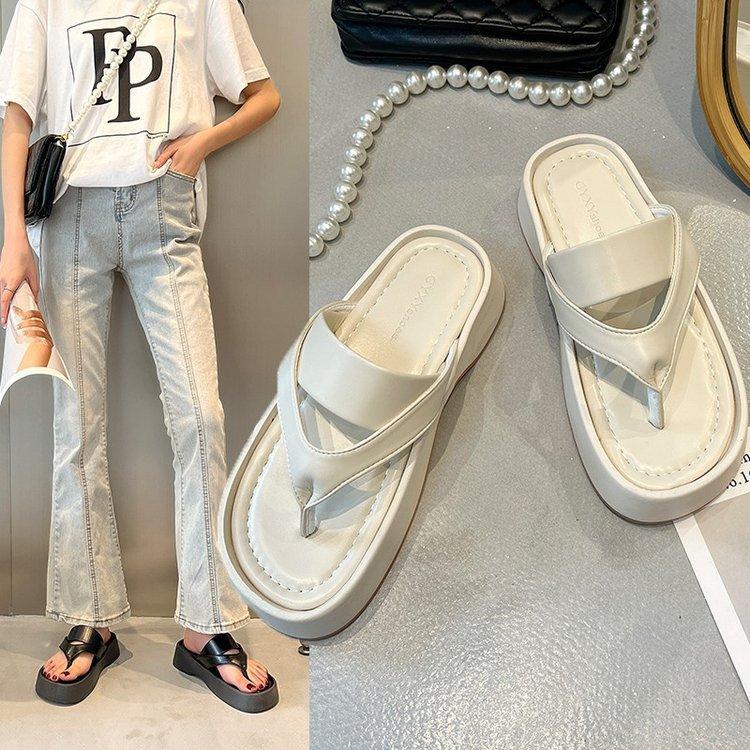 

Модные тапочки-шлепанцы, женская верхняя одежда, лето 2025, новая корейская версия, толстая подошва, удобные повседневные шлепанцы, сандалии 40 бежевый