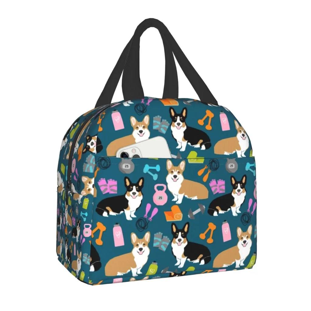 Roztomilé veselé Corgi přenosné krabičky na oběd Vodotěsná termotaška chladicí Izolovaná taška na oběd s motivem velšského Corgi pro ženy do školy do práce