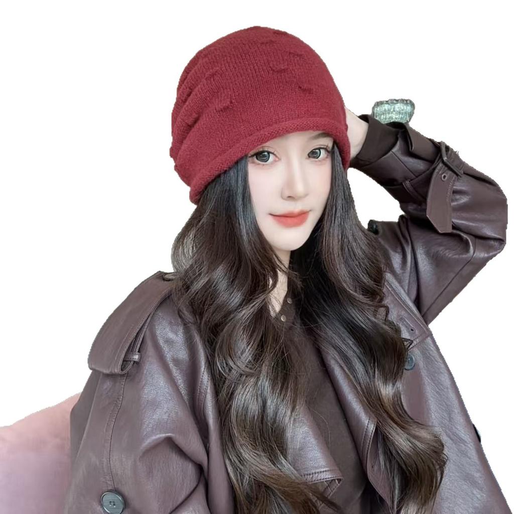 Cashmere Rolled Up Pile Cap  Free Shipping Cap  Korean Style Loose Elastic Cold Cap  Soft Postpartum Cap  Women's Headscarf Cap