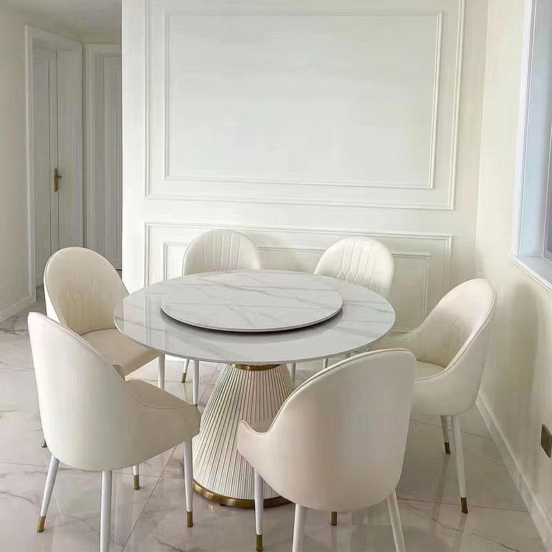 Leichter Luxus Echter Leder Esszimmerstuhl mit Rückenlehne Freizeit Make-up Büro Café Weicher Polsterstuhl Esszimmer Möbel