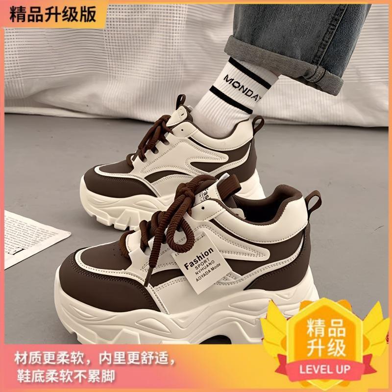 Popular Versatile Platform Dad Shoes Women's Feet Small Heightening Shoes 2025 New Autumn and Winter Muffin Casual Sports Shoes