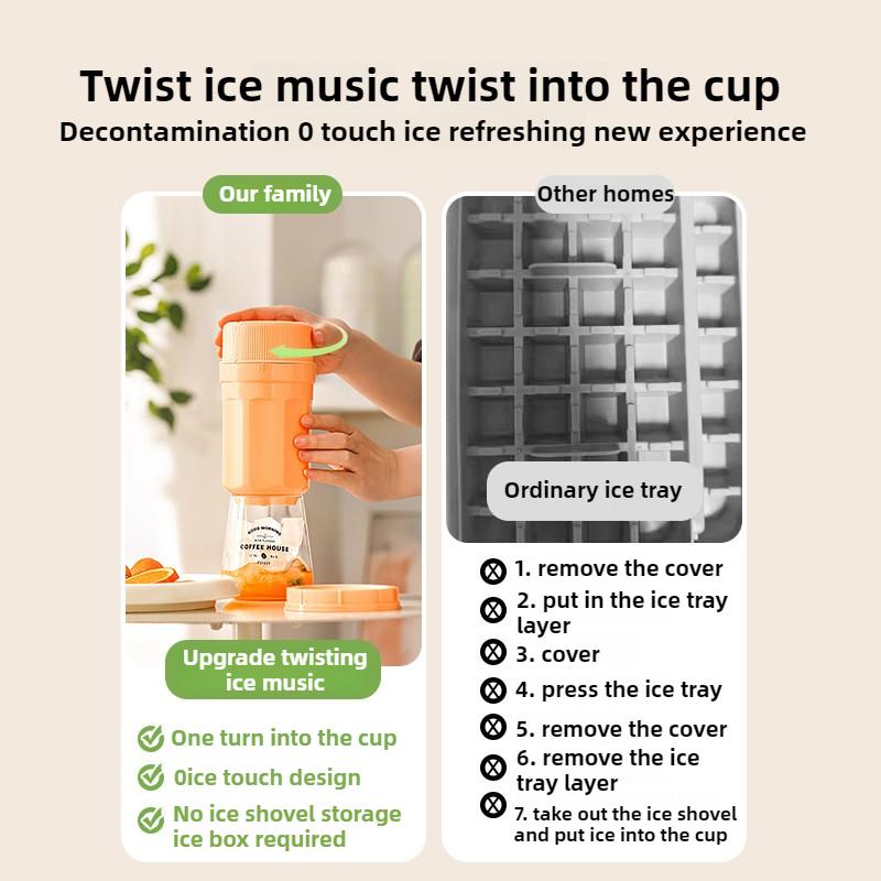 Portable Twist Ice Maker Mold–Food-Grade Silicone Rotating Ice Cube Tray with Lid Quick Freeze Storage Container for DIY Ice Box