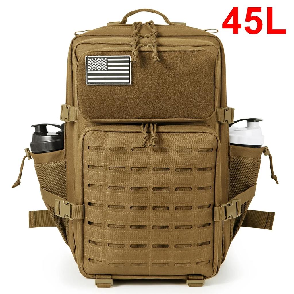 25L/45L Survival Tactical Backpack for Women/men EDC Laser Cut Molle Daypack School Bag Gym Rucksack with Dual Cup Holder