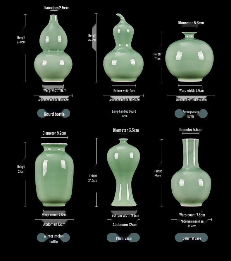 Green Glaze Antique Chinese-style Jingdezhen Ceramic Vase for Flower Arrangement and Home Decoration