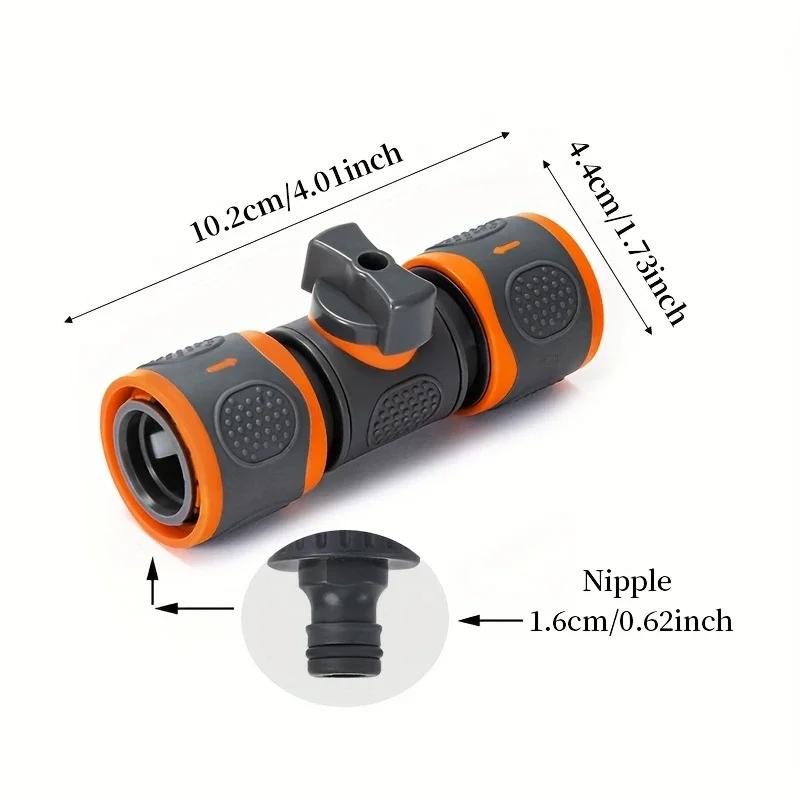 

1-PC Universal Double-End Quick Connect - Garden Hose Adapter with Shutoff Valve for Spray Guns, Garden Watering & Car Wash