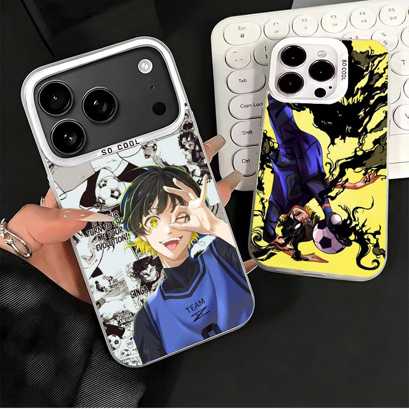 Blue L-Lock Bachira Meguru Soft Phone Case for iPhone 15 16 17 Pro Max 17Air 16E 14 Plus 13 12 Mini Shockproof Cover Back Shell