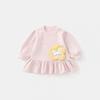 Girls Cartoon Print Long Sleeve Cotton Hoodie Dress Kids Outfit Toddler Fashionable Mid-Length Top