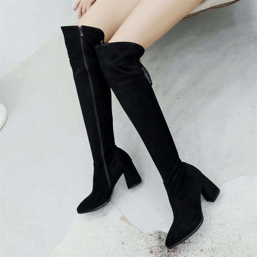 Fashion Fashion Flock Slim Boots Sexy Over The Knee High Women Fashion Winter Thigh High Boots Shoes Woman Fashion Botas Mujer Black