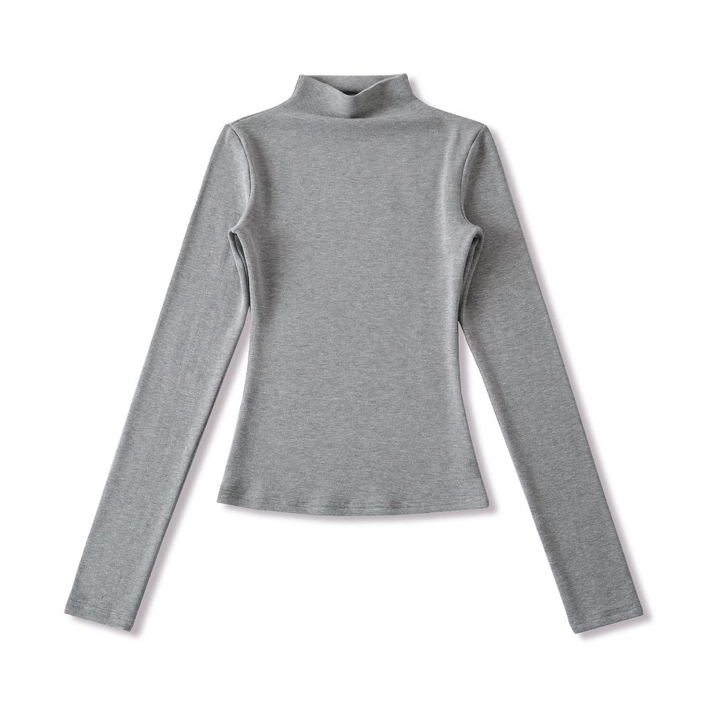 Autumn Winter Brushed Half-High Collar Slimming Pullover Long Sleeve Top 2025