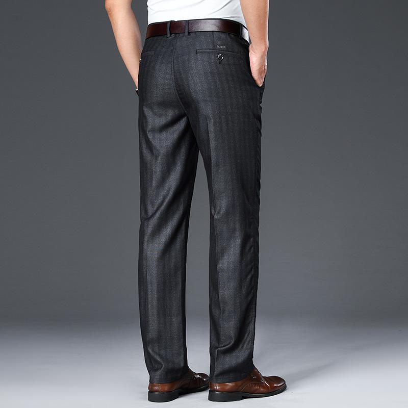 High End Striped Casual Trousers For Men, Middle-Aged Men, High Waisted Business Straight Leg Casual Pants