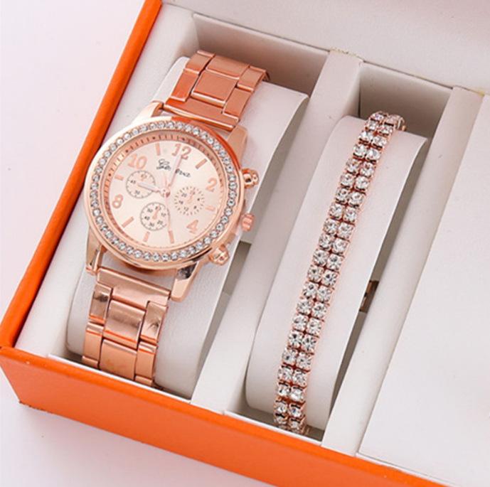 

New Personalized Casual Diamond-Encrusted Two-Eye Alloy Steel Belt Women S Quartz Watch Women S Watch Bulk price