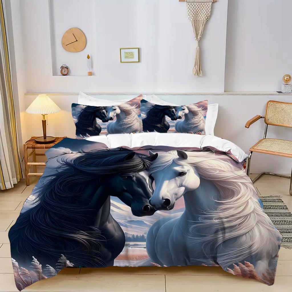 Horses 3D Printed Luxury Bedding Set Wildlife Style Comforter Sets Soft Comfortable Bed Linen Set Polyester Home Duvet Cover