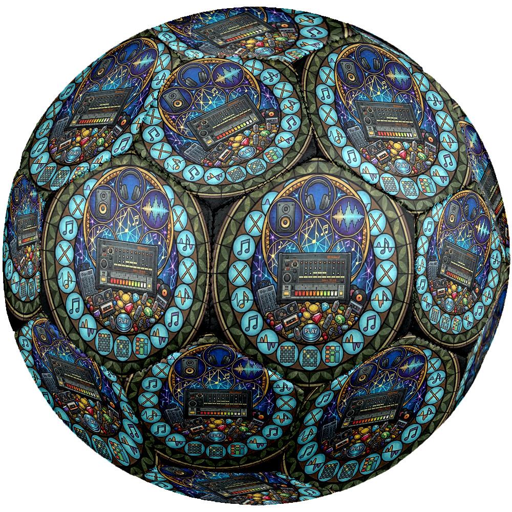 Music Technology Icons Round Football Size 5 Adult Ball Suitable for Training Matches and Outdoor Team.