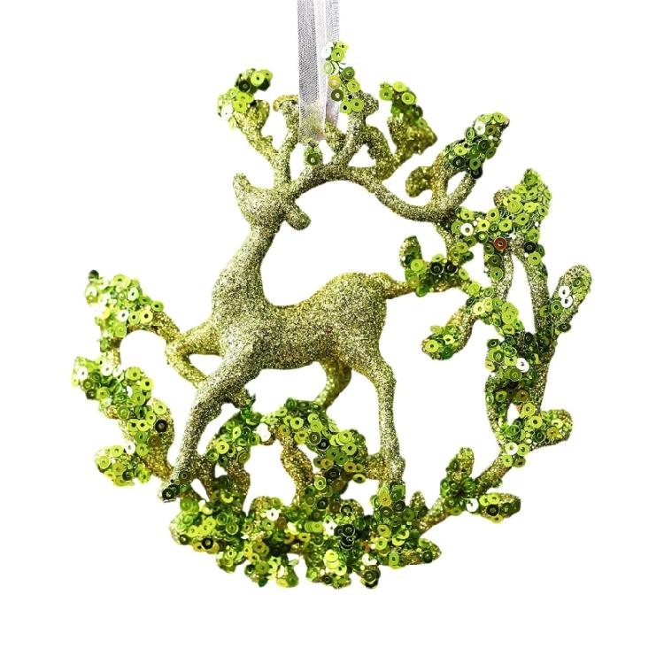 Shatterproof Snowflake Christmas Tree Ornament Glittering Green Acrylic Hanging Decoration Seasonal Accessories