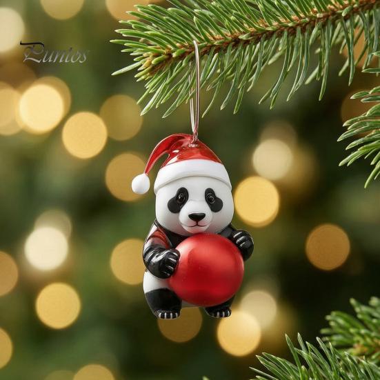 Panda Ornament Collection 2D Acrylic Cute Ornaments Advent Calendar, 24 Days Christmas Hanging Pendants Countdown Collectible for Holiday Decor Unique