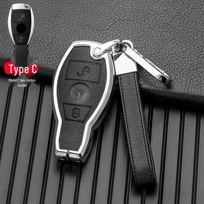 Compatible with Mercedes-Benz GLA, GLC, V-Class, A-Class, and C-Class 2018-2019 Models, This Two/three-button Full-cover Metal Key Case.