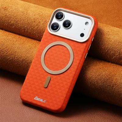 Luxury Leather Magnetic Fiber Texture Magnetic Case For iPhone 17 16 15 14 13 Pro Max For Magsafe Wireless Charging Phone Cover