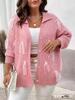 Autumn Winter Plus Size Women's Sweater: Long Sleeve Knit Cardigan with Ribbons