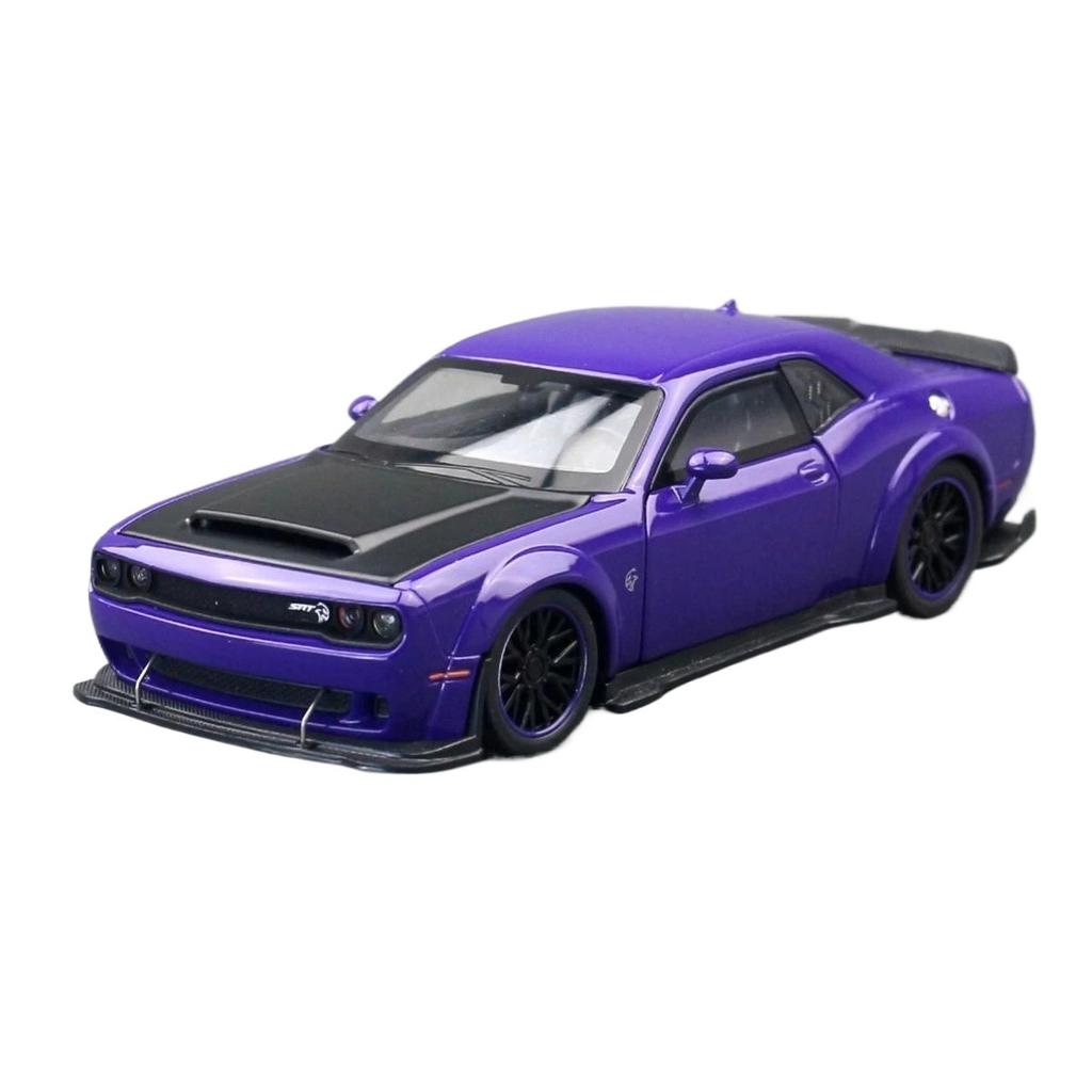 1/32 Scale Dodge Challenger SRT Hellcat Toy Car for Children Super Sport Model Diecast Vehicle Miniature Sound & Light Collection Gift