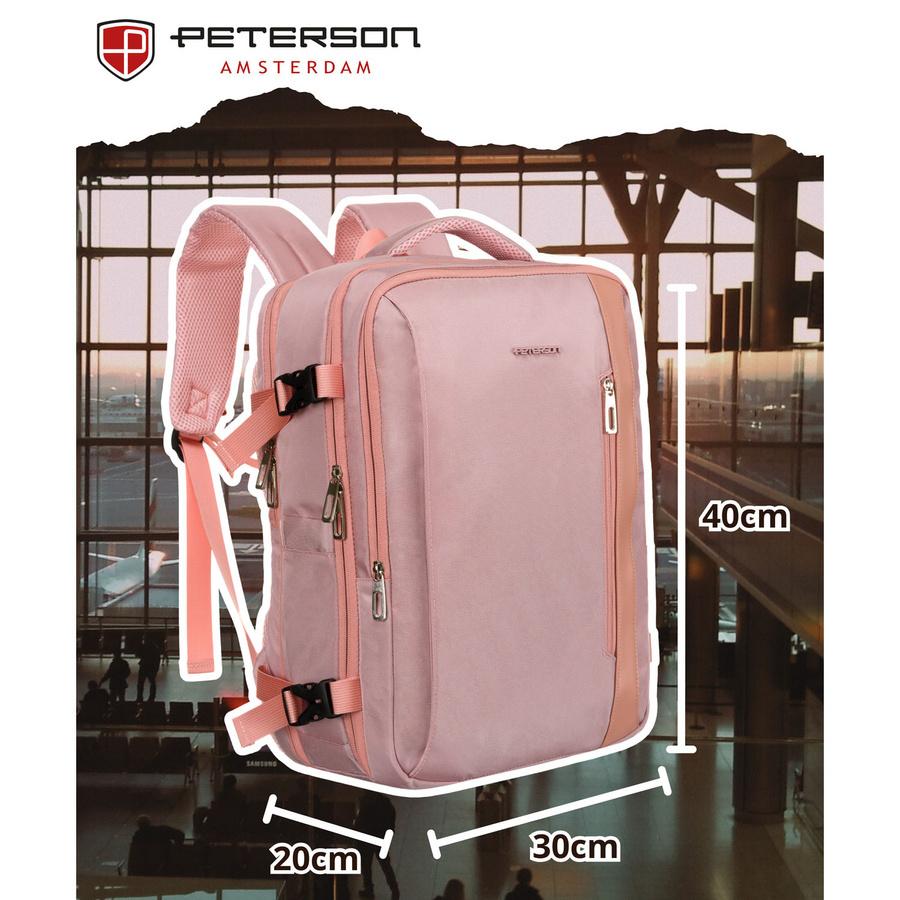 Backpack with a Laptop Compartment Made of Cordura In Pink, Hung On Adjustable Straps - Peterson