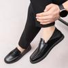Non Slip Black Height Increasing Men's Leather Shoes Slip-on Classic Original Legitimate 2026 Trend Social Sale Male Casual Shoe