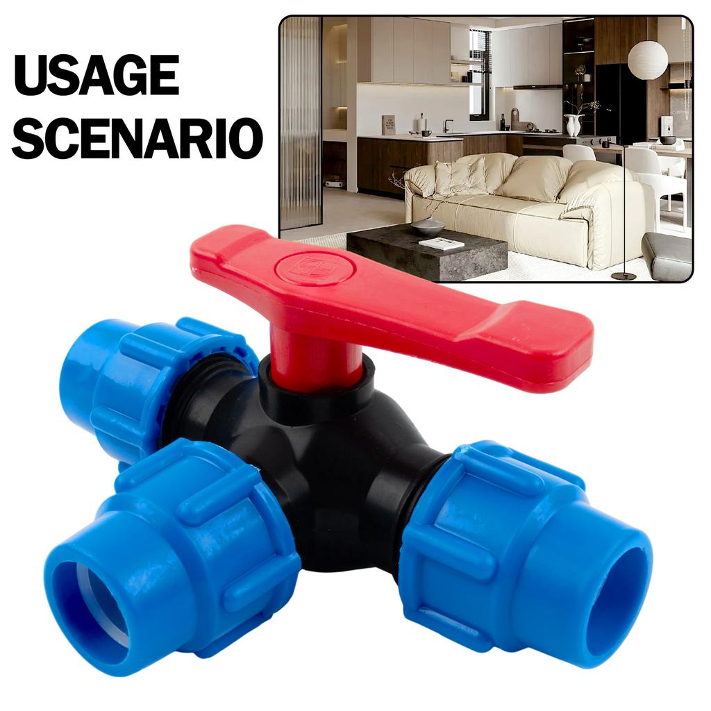 Pipe 3-Way Ball Valve Faucet Diverter Valve Water Connector Garden Lawn Irrigation Water Pipe Quick Connect 20/25/32/40/50mm
