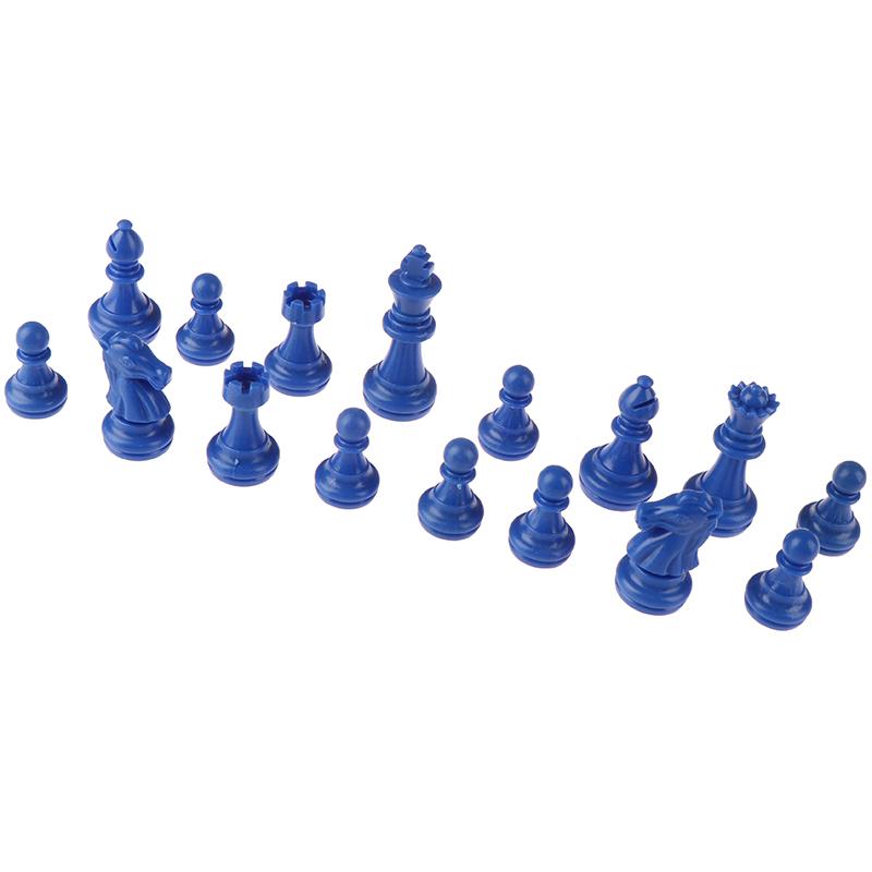 1Sada 32 ks Šachová sada Plastový PS materiál Modrá a bílá Středověké šachové hry pro dospělé Cestovní šachové figurky Hry Dětské hračky