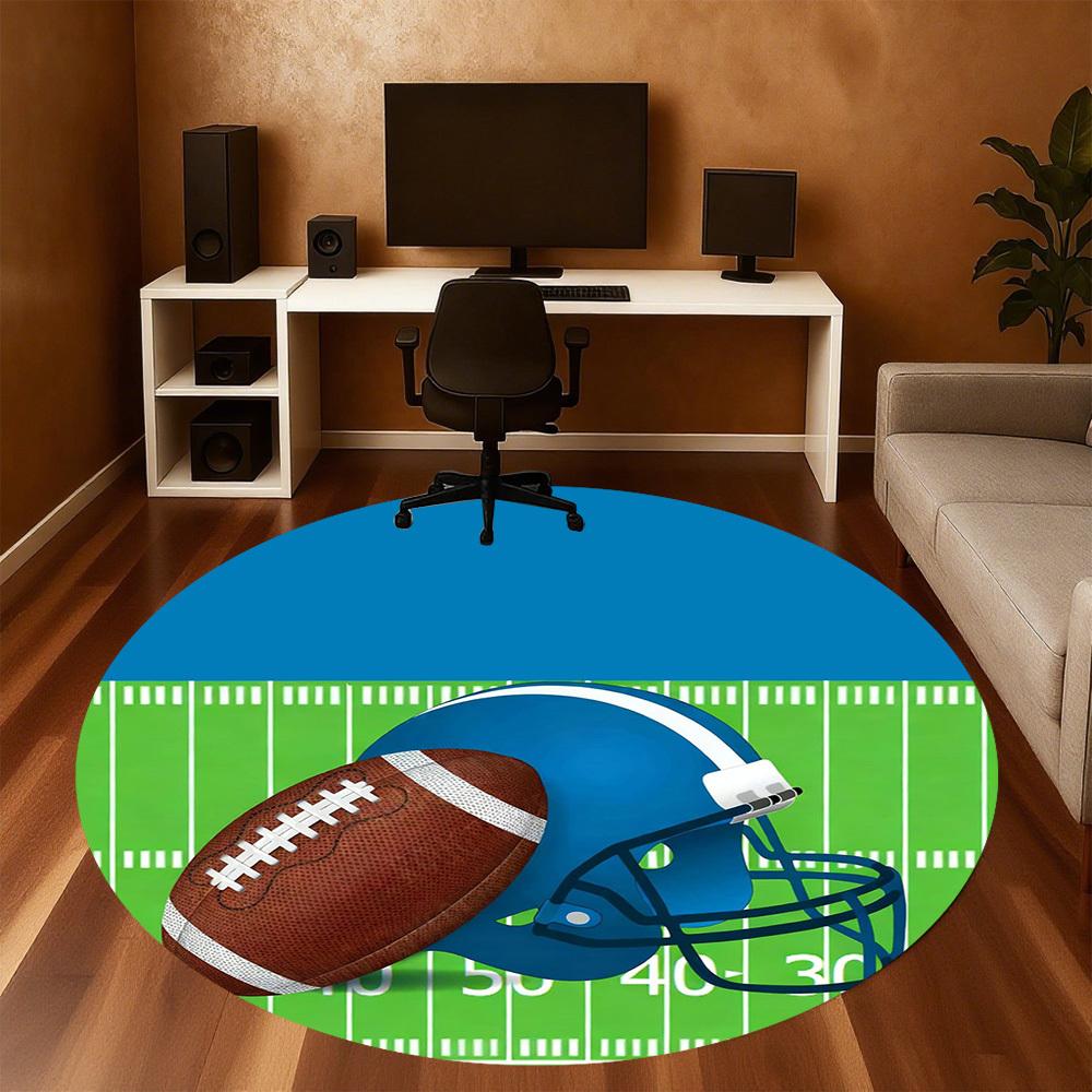 1PC football helmet Office Round Area Rug, Under Office Chairs Bedroom Living Room Home Decor,Carpet for Office, -1110256