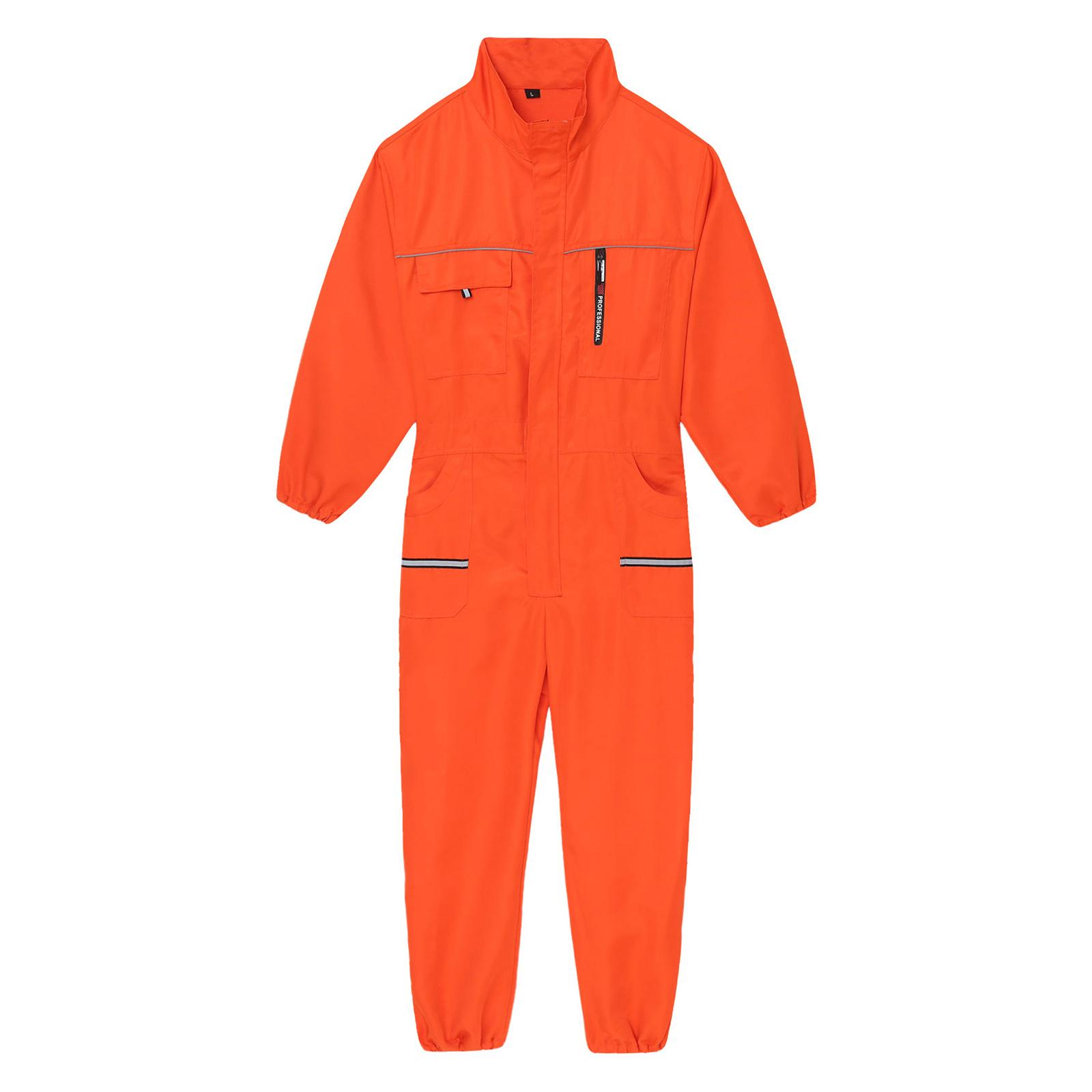 

Унисекс Рабочий комбинезон Стойка воротник Длинный рукав Множество карманов Светоотражающие полосы Прочный комбинезон оранжевый