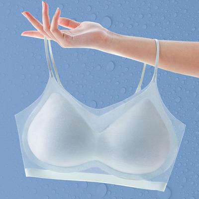 Ultradünner BH Push-Up-BH Nahtlose Unterwäsche aus Eisseide für Damen, dünner Abschnitt, atmungsaktiv, Sling, schöne Rückenweste, Schlaf-Bralette, BHs in Übergröße