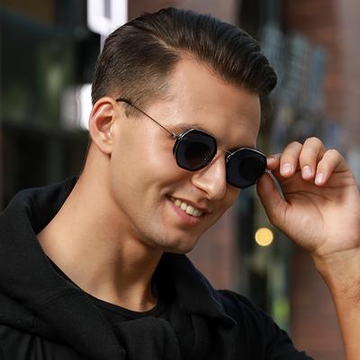 Geometrische Polygon Metall Sonnenbrille für Herren - Lässig Retro Klassisch Elegant Simplistisch Modebrille Outdoor Angeln, Urlaub & Autofahren