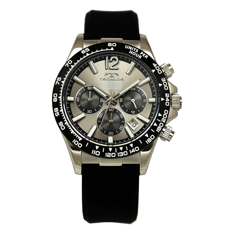 

[Technos] watch chronograph 10 ATM water resistant T8C03BE men s black