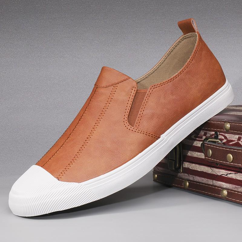 2026 Spring Men's Casual Trendy Leather Slip-On Low-Top Shoes