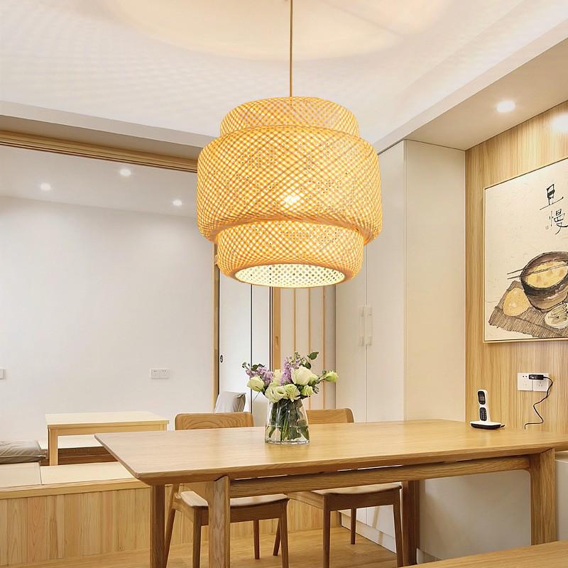 Handgefertigte Bambus-Geflecht-Pendelleuchte - Chinesischer Stil für Restaurants, Schlafzimmer, Gästehäuser & Teestuben.